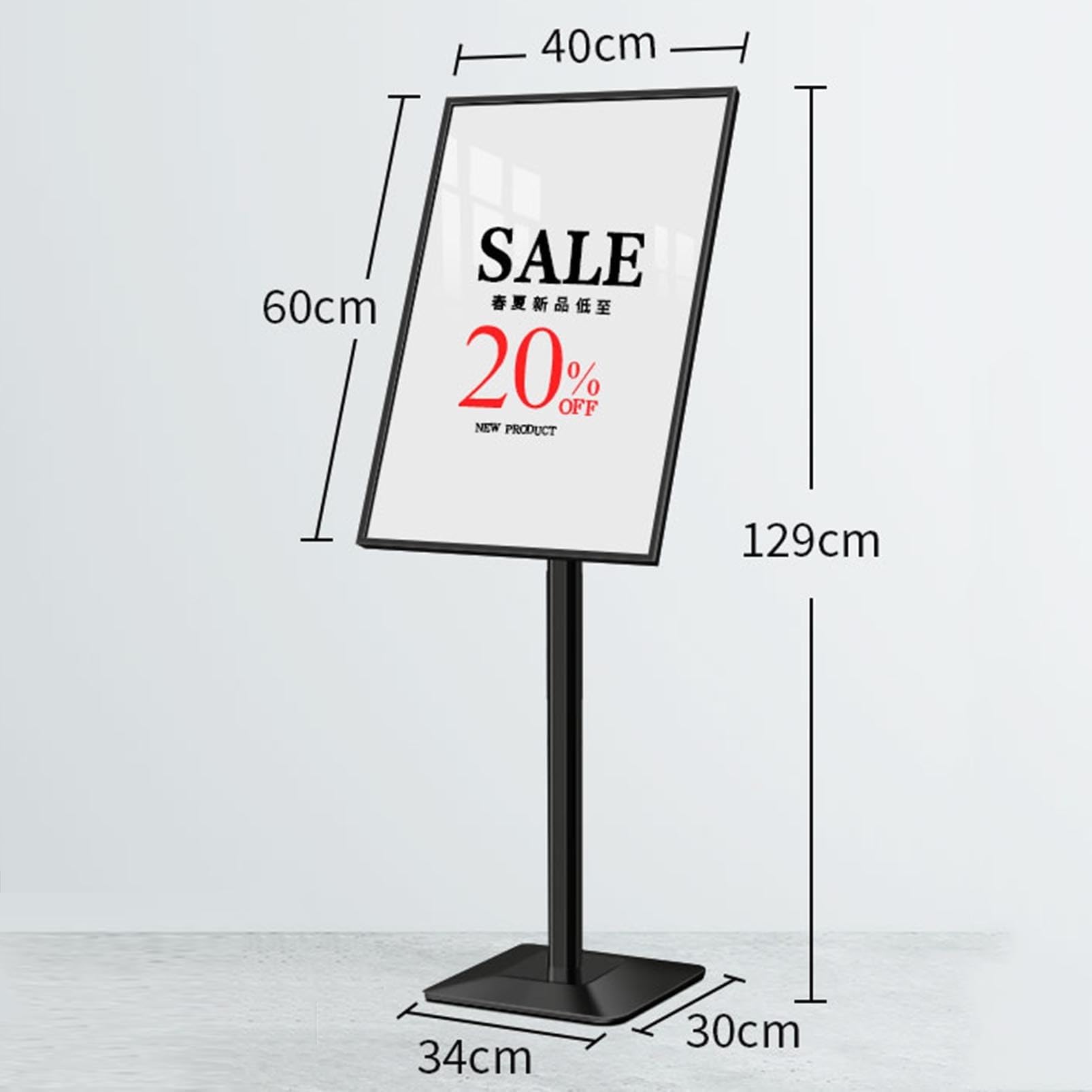 Soporte de piso para carteles, soporte de exhibición para interiores y exteriores con tablero protector transparente para publicidad, 29,7 x 42 cm