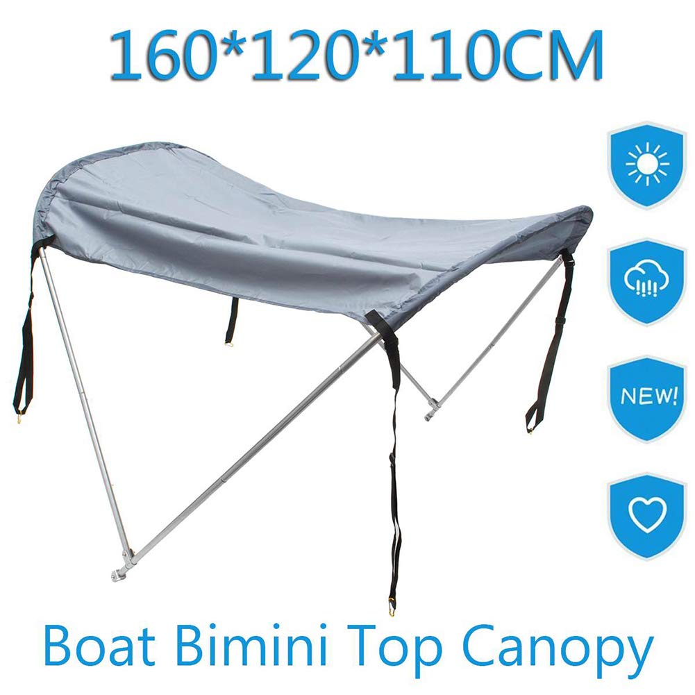 Telo copribarca Bimini Top, tendalino Parasole per gommoni da 2 a 5 Persone + Braccio di Supporto, 160 * 120 * 110 cm