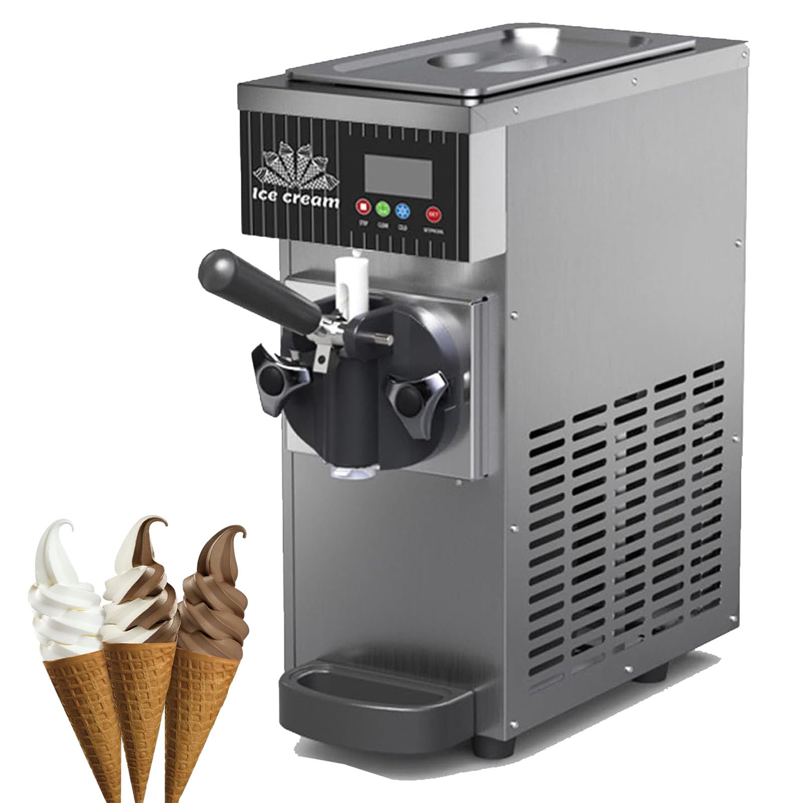 Macchina Per Gelato Commerciale 450 W, Produzione Continua 60 Blocchi/ora, Macchina Per Gelato Soft Raffreddata Ad Aria Con Autopulizia One-touch, Per Bar, Negozi Di Tè Al Latte E Bar Di Dessert