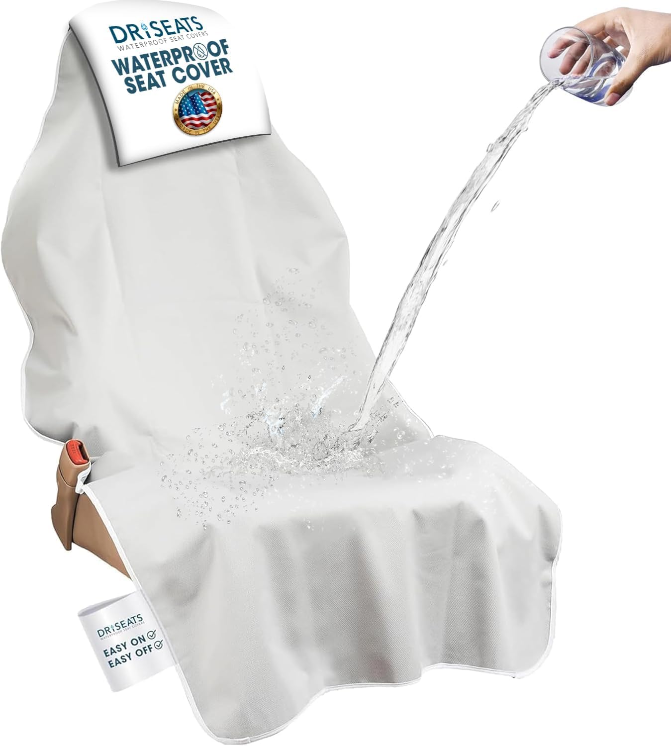 Dri Seats Waterproof Seat Covers - Universal Car Seat Cover for Your Car, Truck, Jeep, Van or SUV. Protects Bucket Seats from Sweat, After The Gym, Runs, Yoga, Swimming - Light Gray