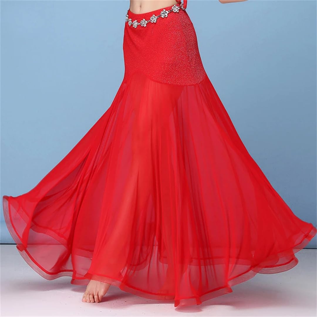 Jupes Amples et virevoltantes, Jupe Longue de Danse du Ventre for Femme en Rouge et Noir Plusieurs Tailles