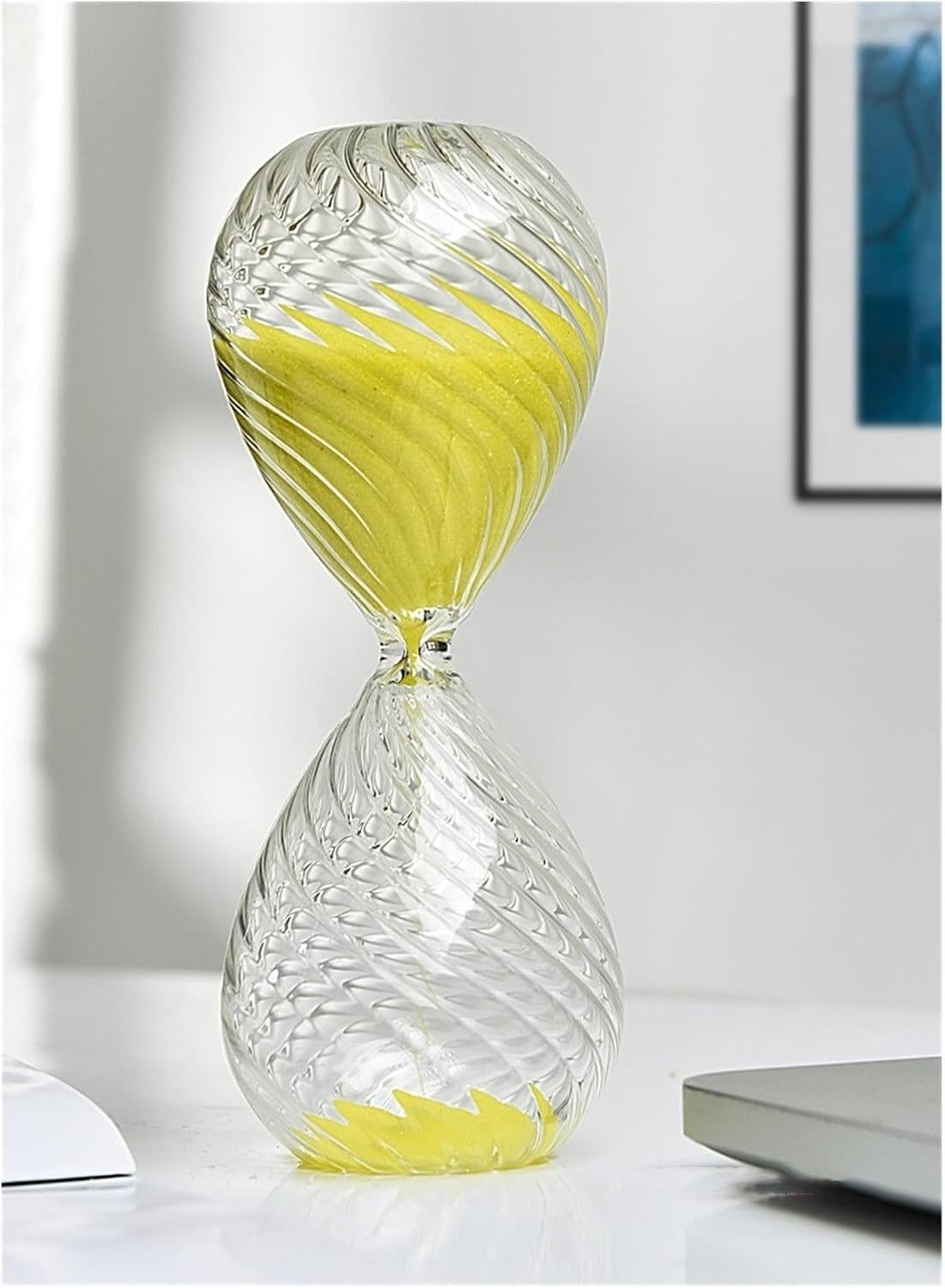 Funny Twisted Glass Hourglass 15 Minutes Kids Creative Colorful Sand Clock Unique Child Room Desktop Decor Sandglass-Watermelon Red-15 Minutes