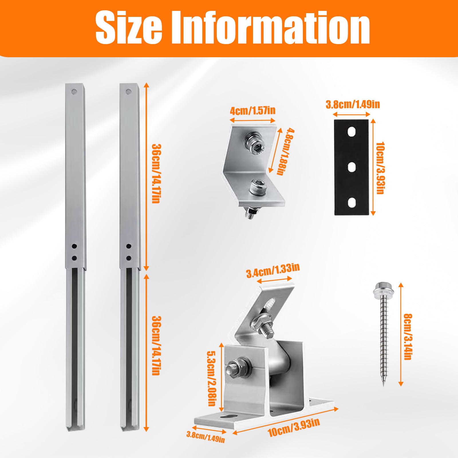 Soporte Techo Panel Solar, Estantes Aluminio Angulo Ajustable 15-30°, Kit Montaje Bracket Tilting 36-70 cm para Barcos, Autocaravanas, Sistema Off-grid, Balconies, Caravans, Caravana