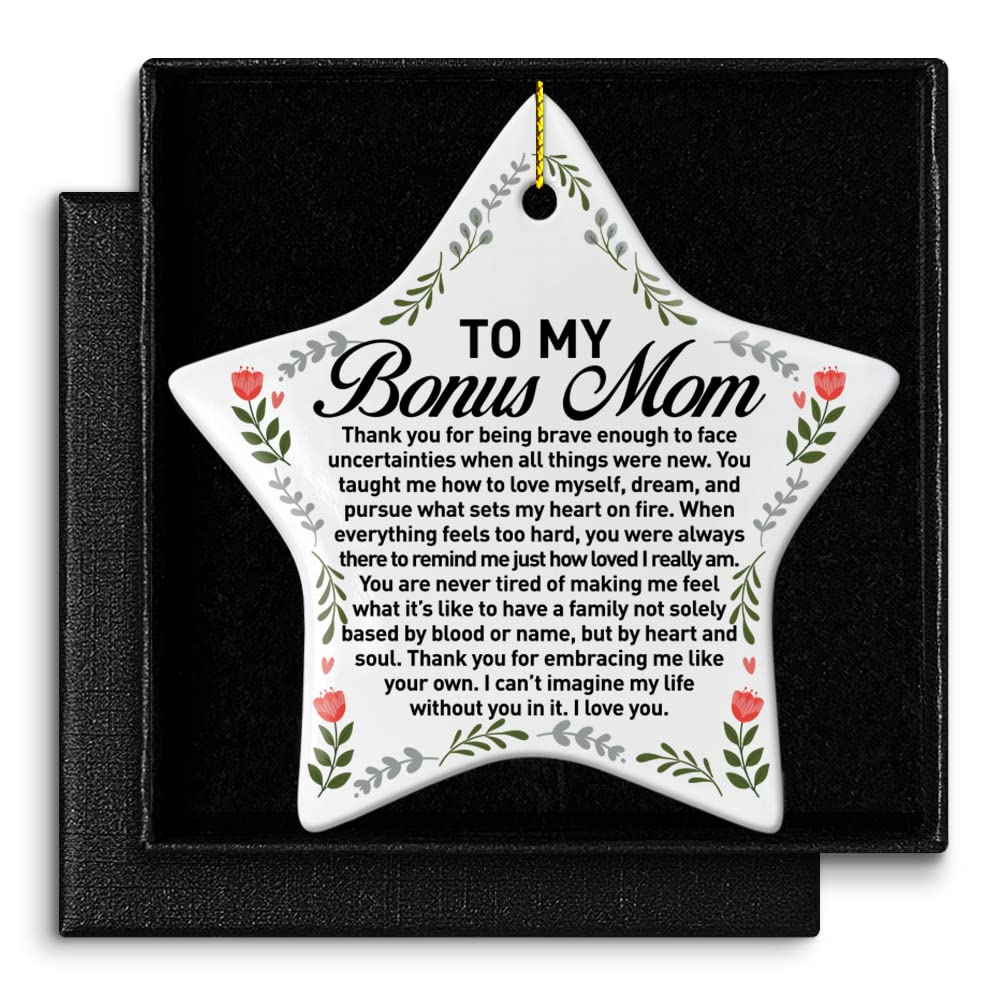 Step Mom Christmas Ornament Gifts, Thank You for Embracing Me Like Your  Own, Holiday Christmas Tree Ceramic Ornament Decoration Star Shape Decor