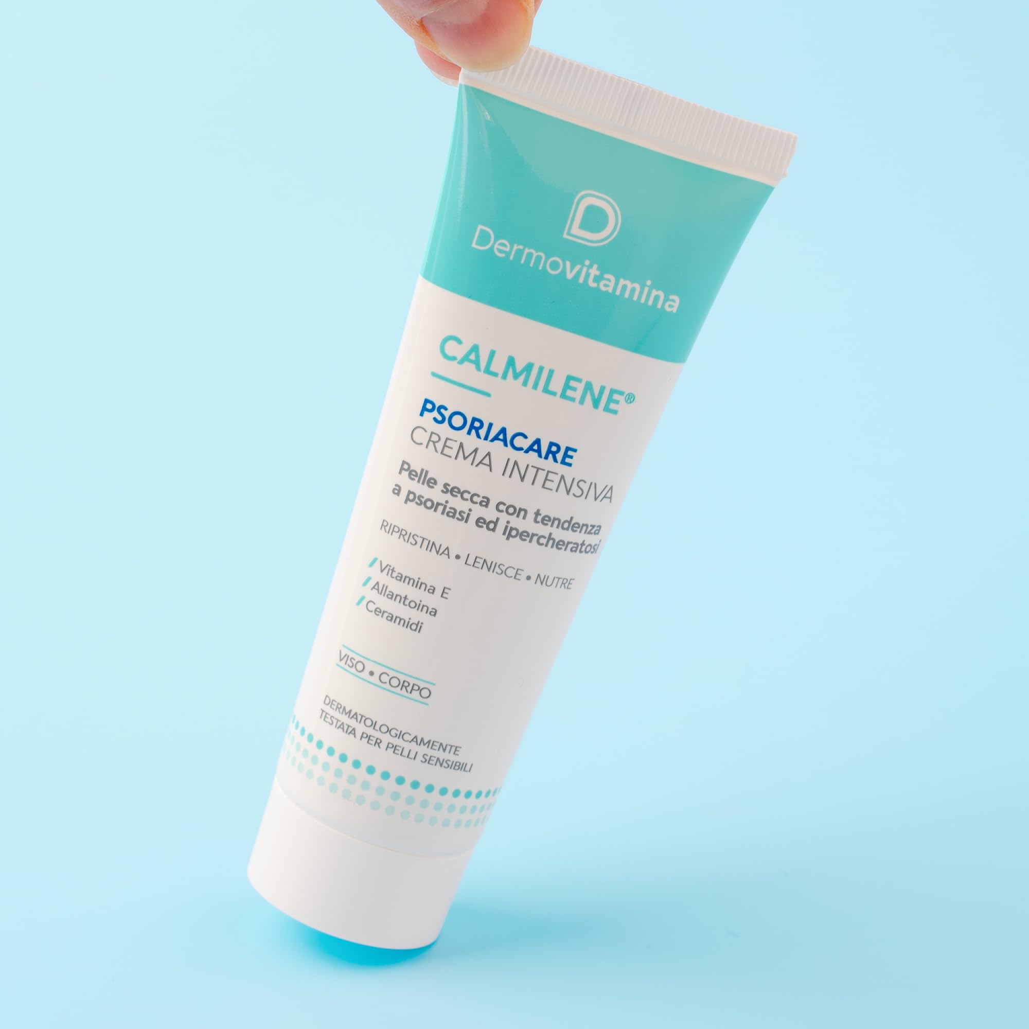 Dermovitamina Calmilene Psoriacare Crema Intensiva - Con Vitamina E e Ceramidi - Per la Pelle con Prurito, Arrossamento e Disquamazione - Con tendenza a Psoriasi e Ipercheratosi Cutanea - 50 ml