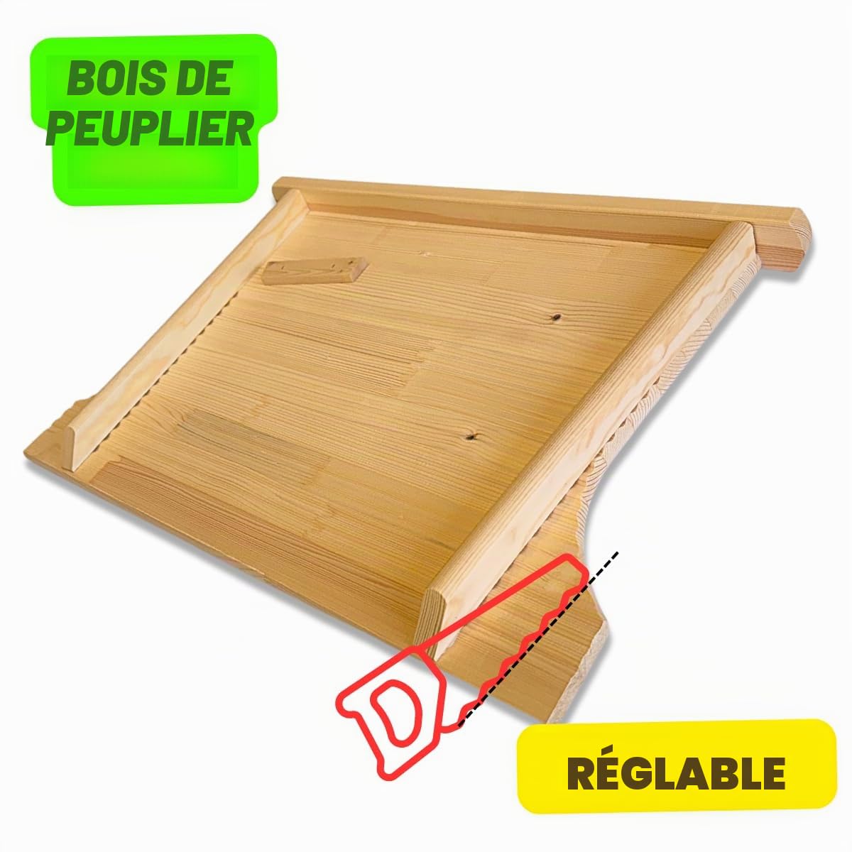 Planche à laver en bois, lavage à main pour chiffons, planche à laver le linge pour éviers de 51 à 72 cm (grand 42 x 4 x 65/72 cm)