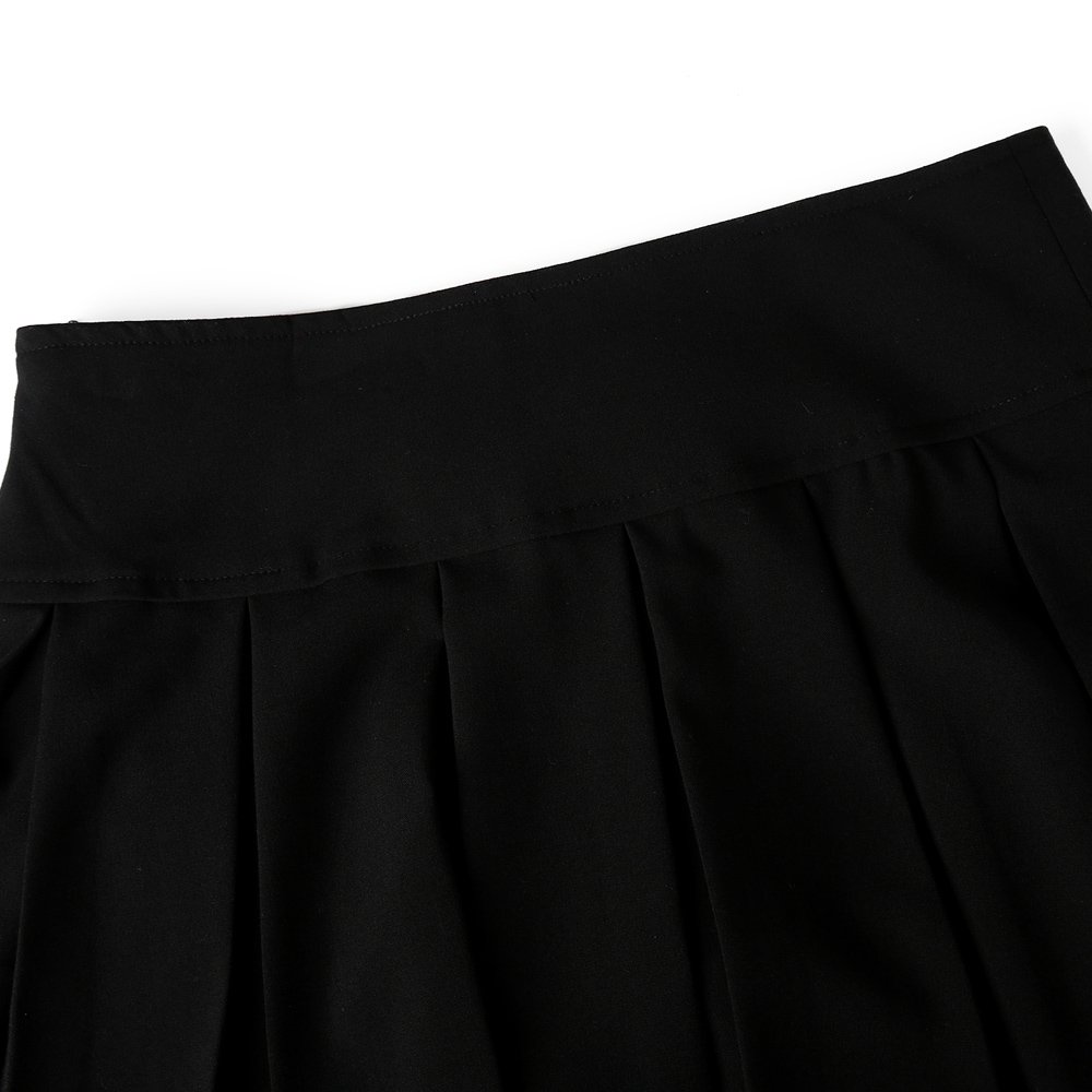 Bienzoe Falda de Uniforme Escolar para niñas: Falda Plisada elástica con Cintura Ajustable para niños, Negro, 10-11 Years