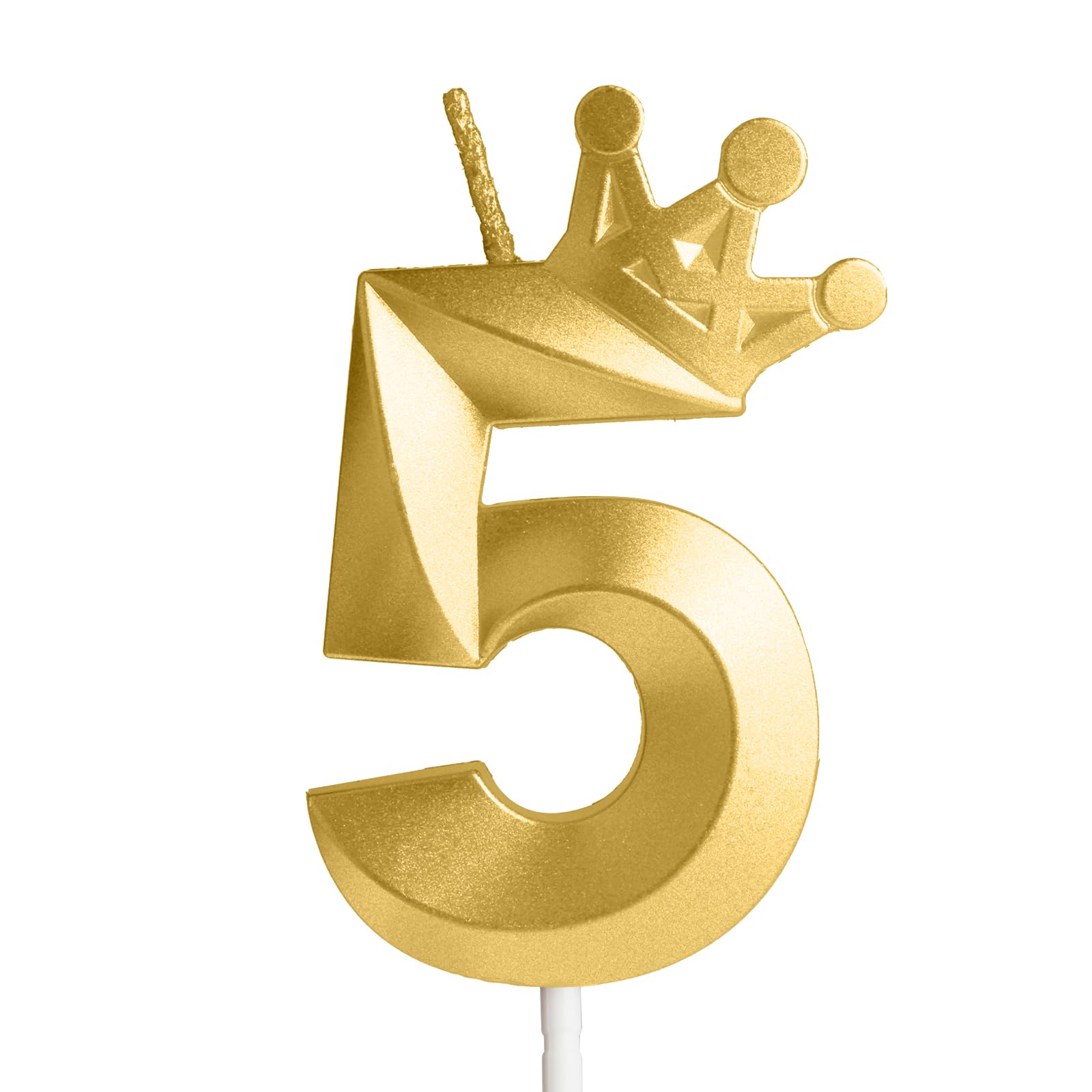 Five-Metallic Gold 5 Birthday Candle, 5th Candle for Cake,5th Cake Topper,Birthday Party Anniversary Celebration Decoration Supplies for Men Women Kids Birthday Decor