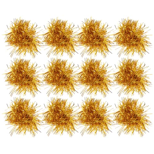 SUPVOX 12 Pompones de Animadora de Plástico Dorados Banda Elástica para Muñeca Accesorios Portátiles para Porristas en Deportes Baile y Animación Kit de 12 Unidades Eventos Deportivos