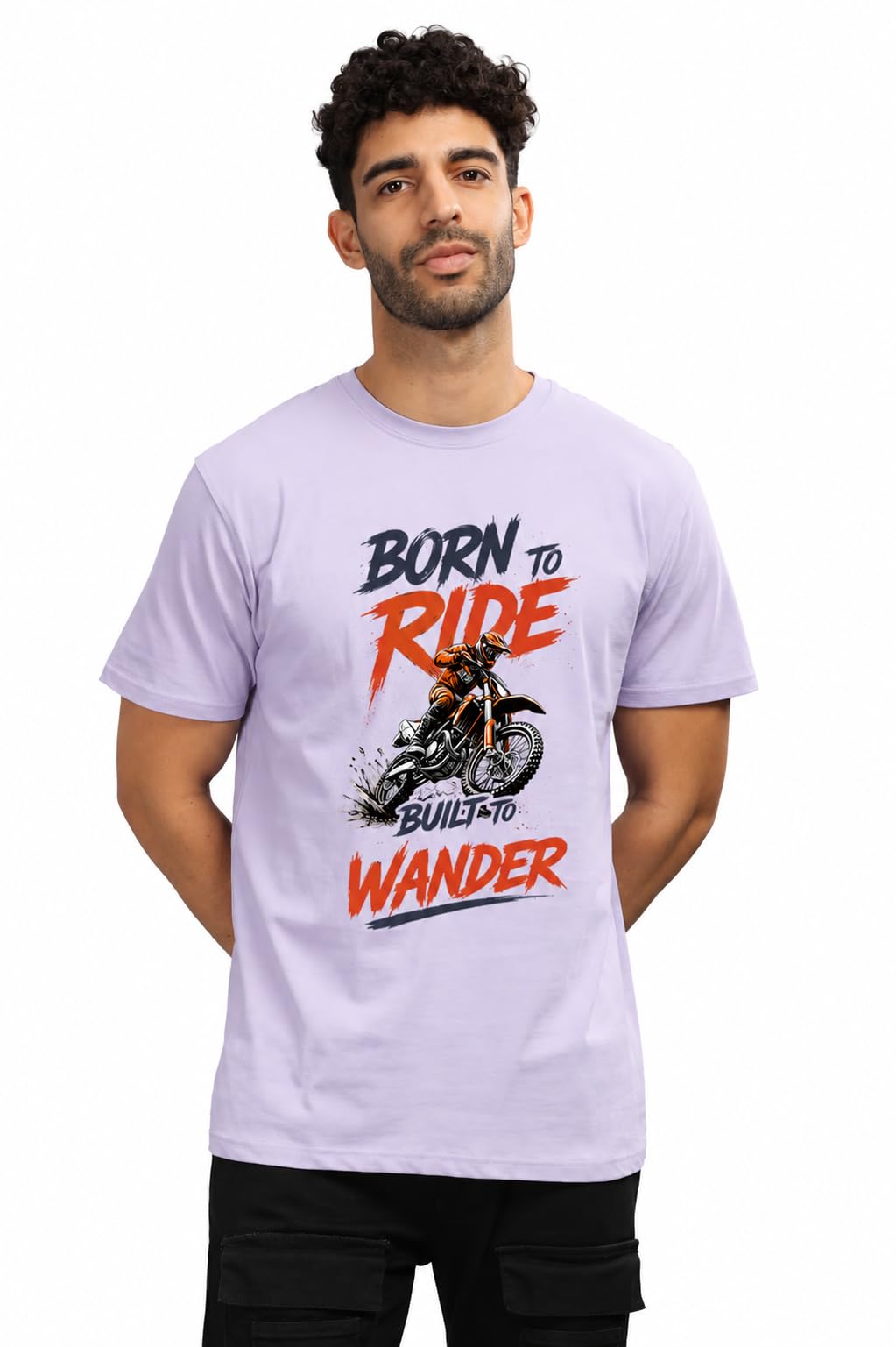Men's Graphic Printed Round Neck Half Sleeve Cotton T-Shirt | Born to Ride, Built to Wander Motorcycle Biker Graphic |-picture-14