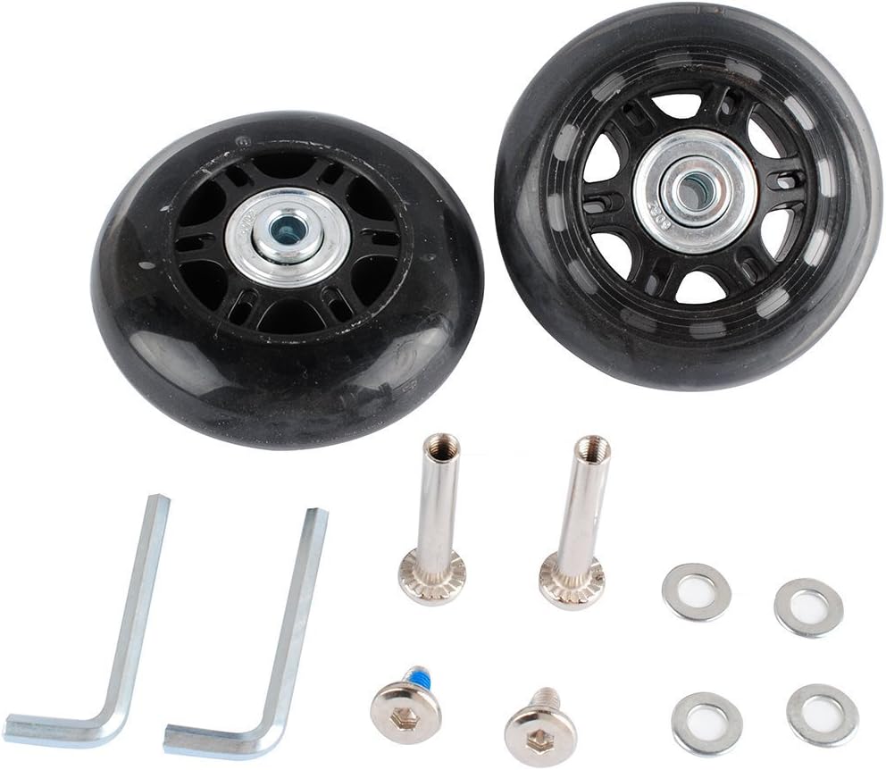 HRUSLuggage Suitcase Replacement Wheels OD 80mm (3.15") ID 6mm (0.24") W 22mm (0.87") Axles 35mm (1.38") Repair Set [HRUS]