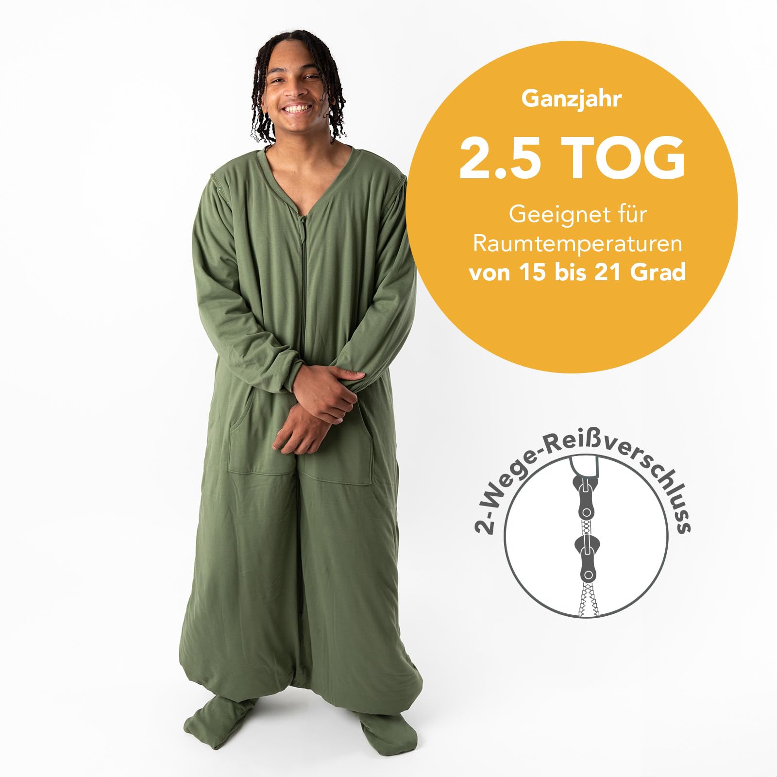 Schlafsack mit Füßen 2.5 TOG für Camping Wohnmobil Zelt Vanlife Festival
