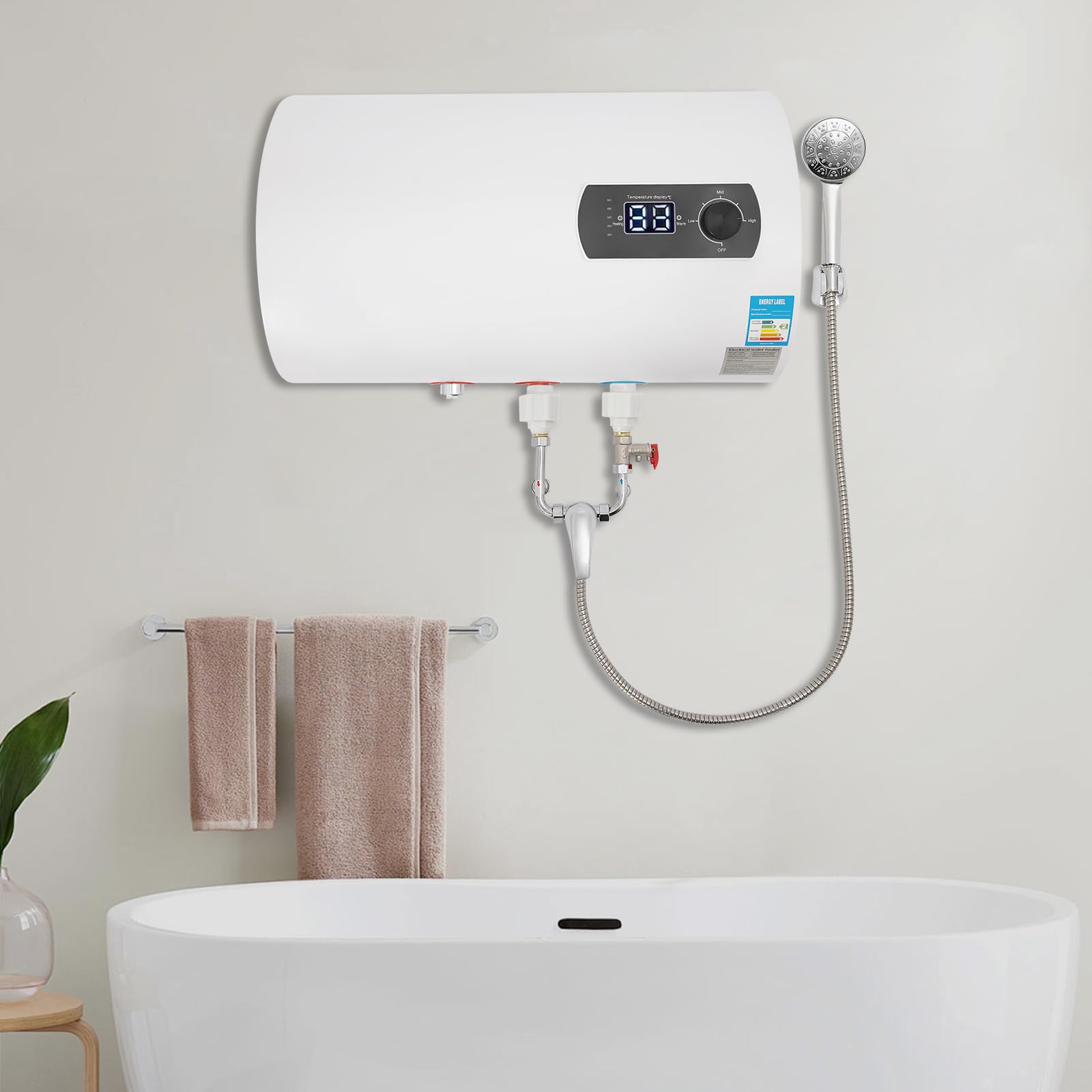 Réservoir de 40 l - Chauffe-eau électronique instantané - 0 à 75 °C - Affichage numérique - Réservoir d'eau chaude - Raccord G1/2"