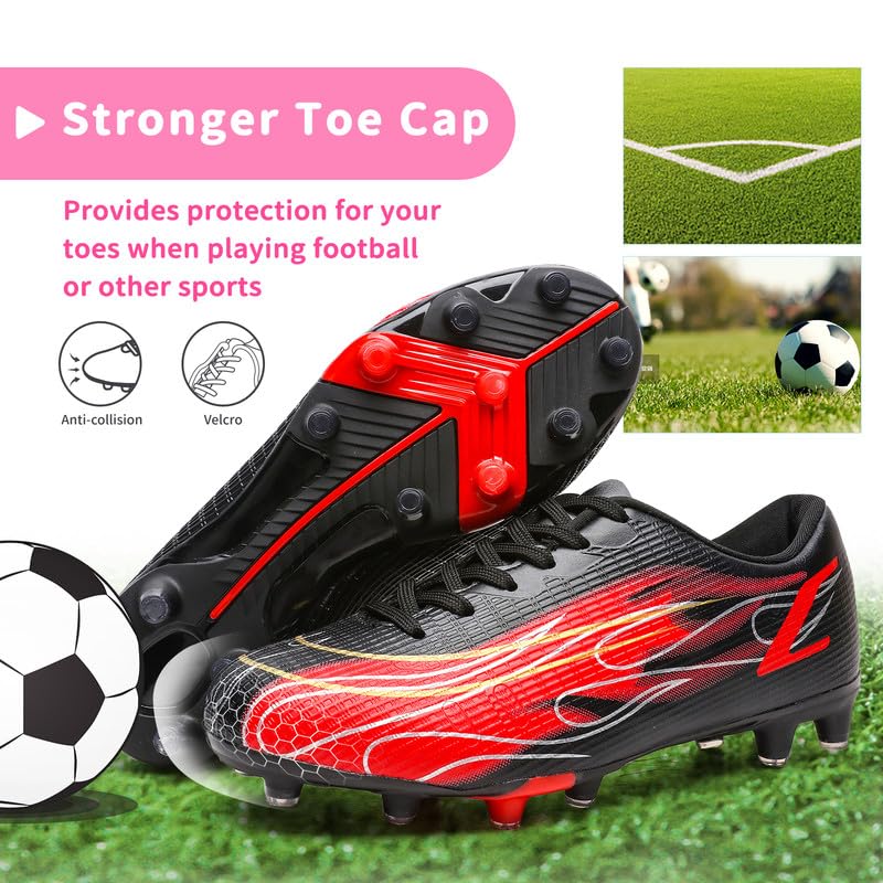Hanani Kids Soccer Cleats Boys Girls Soccer Shoes Youth Athletic Outdoor & Indoor Baseball Shoe Firm Ground Cleat Comfortable Flexible Sneaker… - Image 6