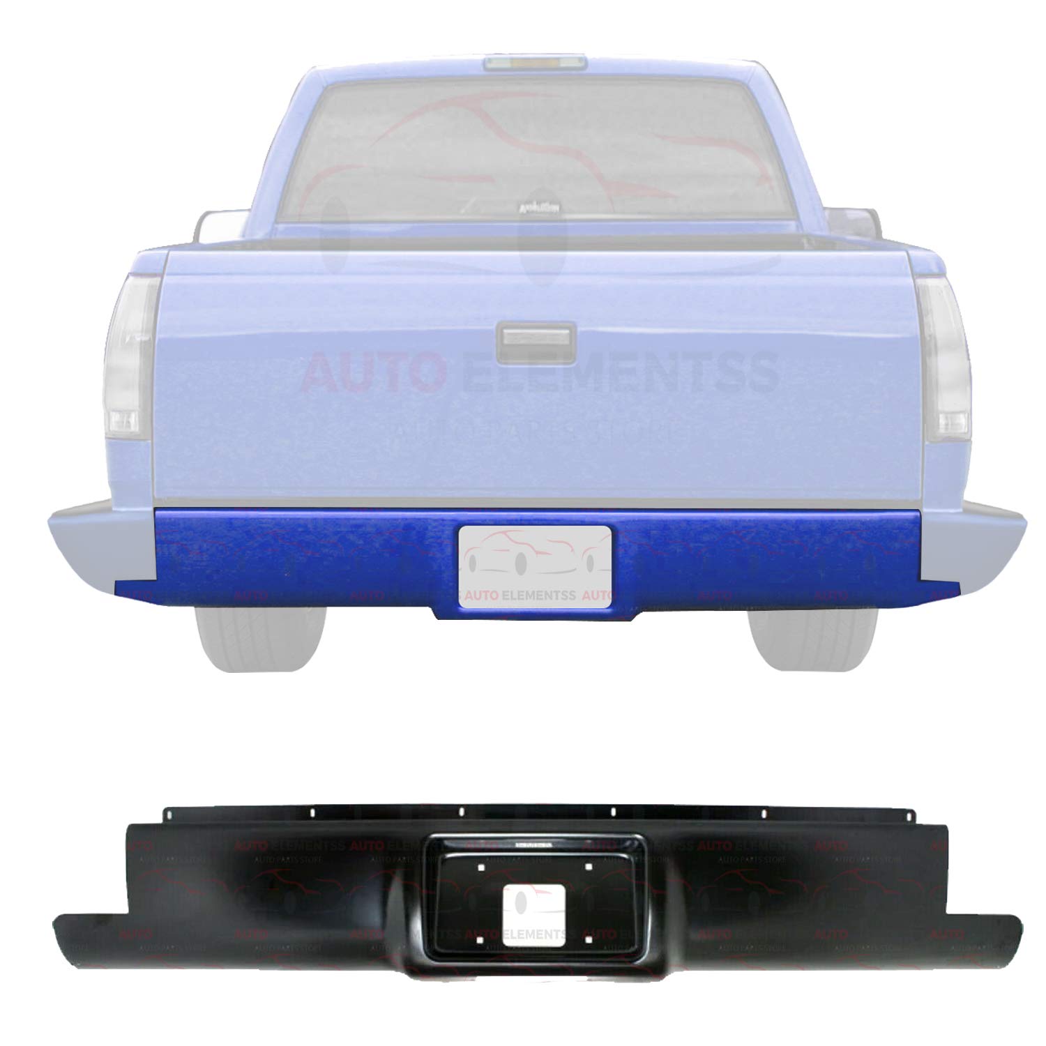 New Rear Roll Pan Primed Steel with License Plate Provision For 1988-1998 Chevrolet & GMC C/K Series Truck Stepside Direct Replacement