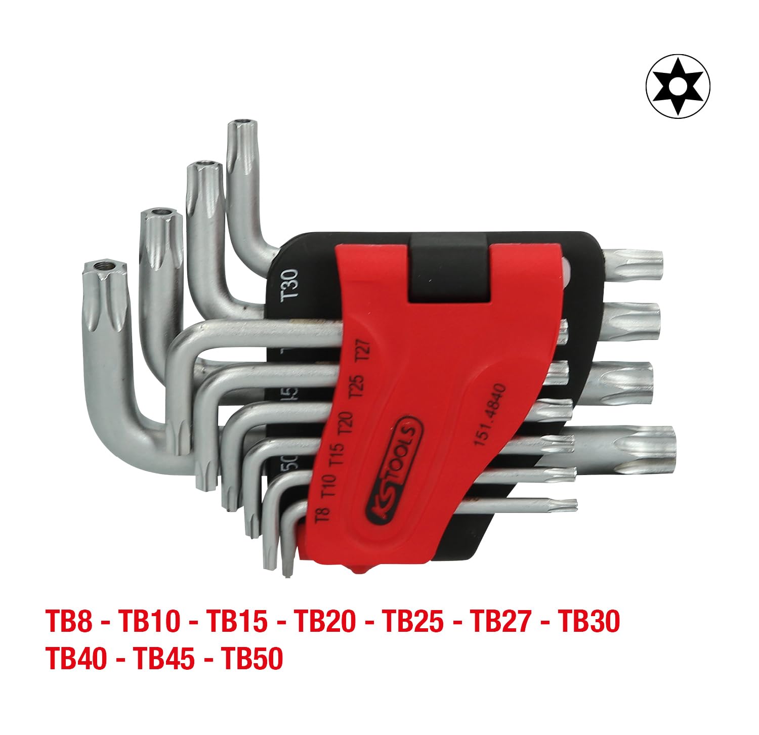 KS Tools Set 10 Chiavi Torx Maschio Piegate Con Foro - Serie Lunga TB8-TB50, Astuccio Incluso - Foto 4