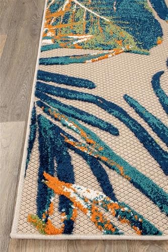 Rugshop Tropical Floral Leaves Indoor/Outdoor Runner Rug 2' X 7' Multi #TOP5