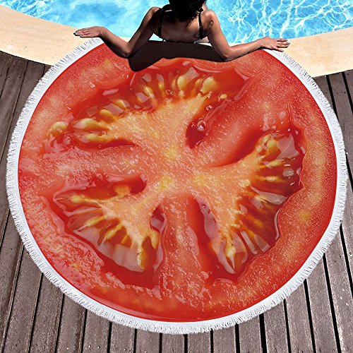 LIGUOGUO Oversize Fruit Round Beach Towel with Tassel Multi-Purpose Yoga Mat Kids Crawl Pads Towel Blanket Microfiber Circle Large Towel for Adults Teens - 59