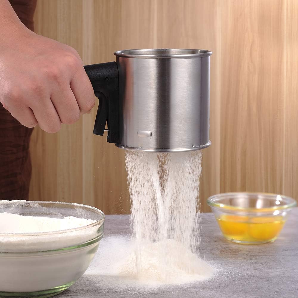 3 Cup Flour Sifter for Baking, Handheld Strainer Sifter Stainl