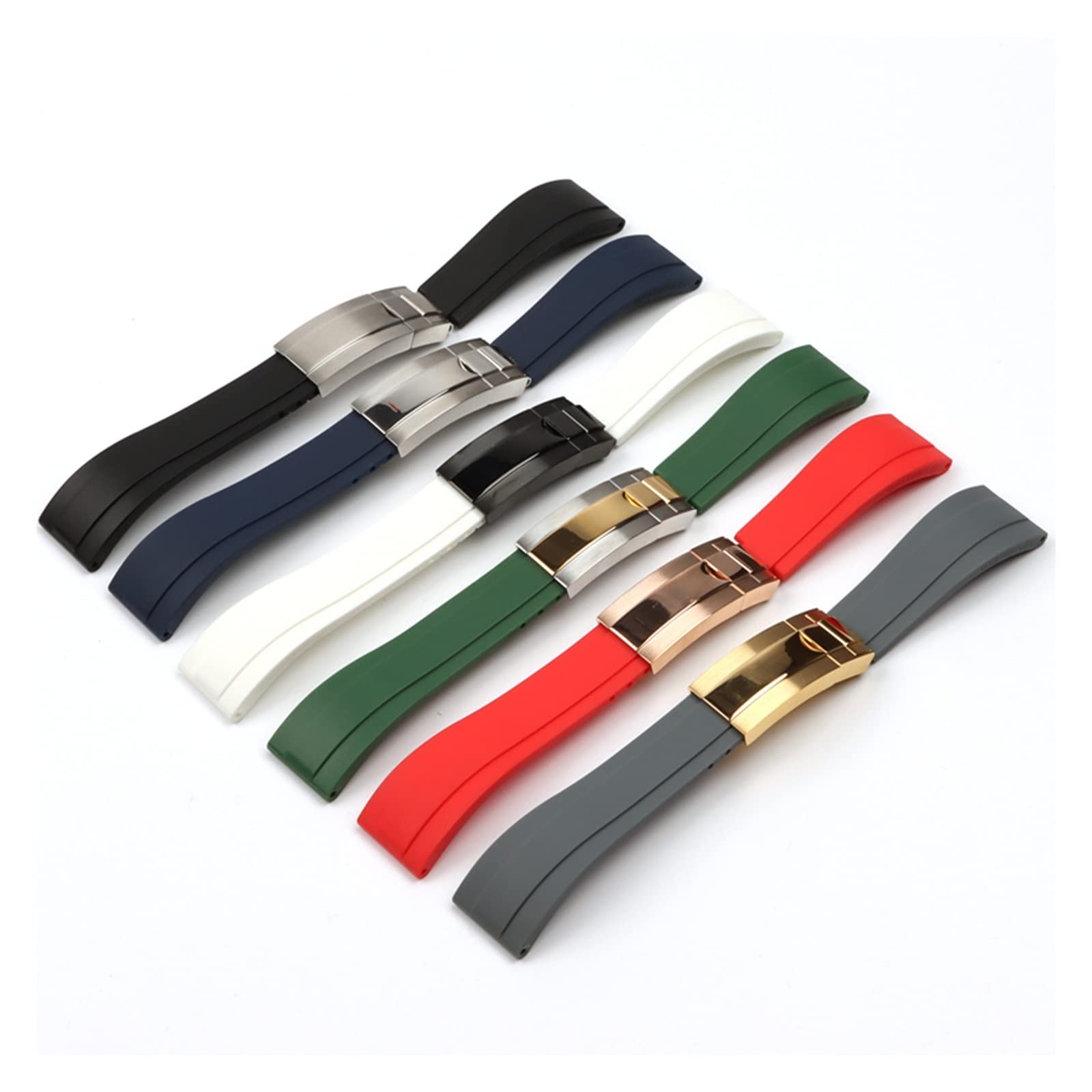 Correa de reloj de silicona suave de 20 mm compatible con Daytona Submariner GMT OYSTERFLEX Pulsera con hebilla plegable