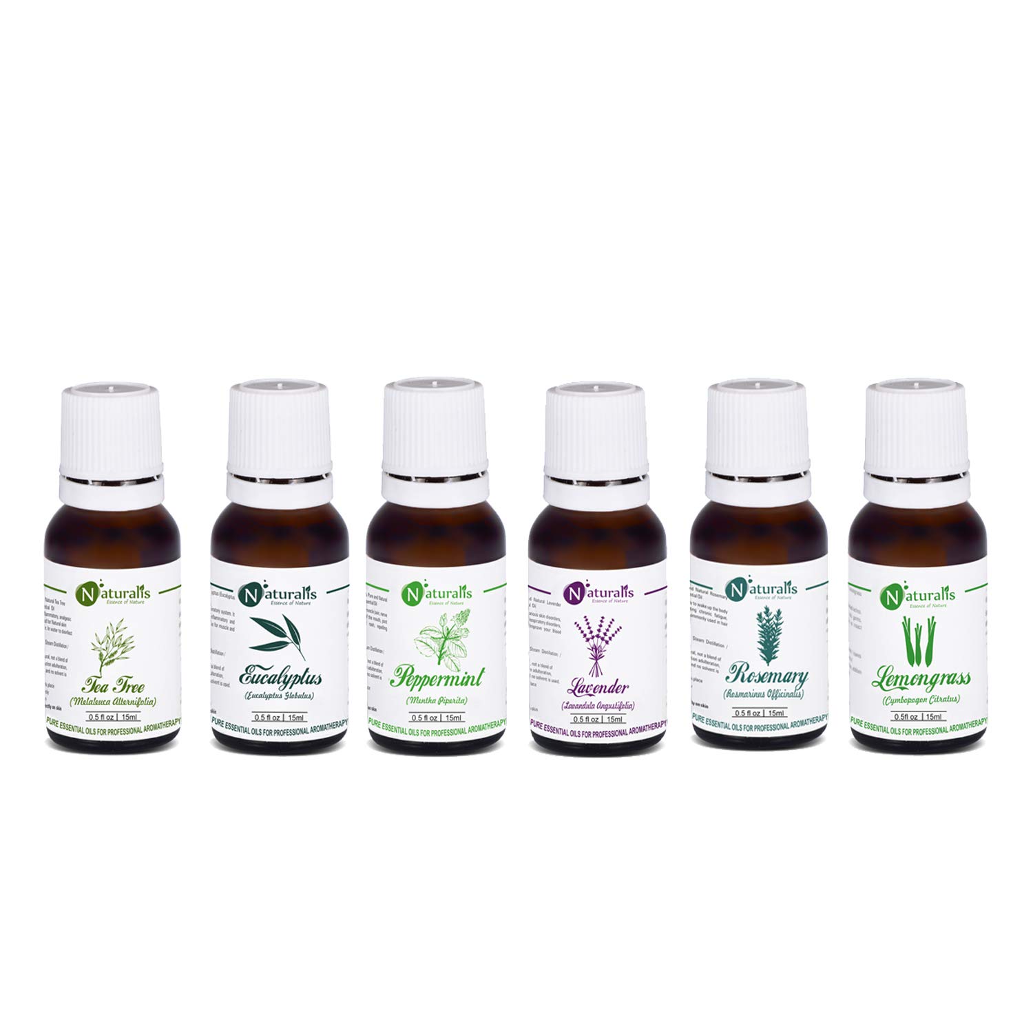 Sponsored Ad - Naturalis 15ml Essential Oil Gift Pack Of 6 for Multipurpose (Tea Tree Oil, Eucalyptus Oil, Peppermint Oil, Lavender Oil, Rosemary Oil, Lemongrass Oil)