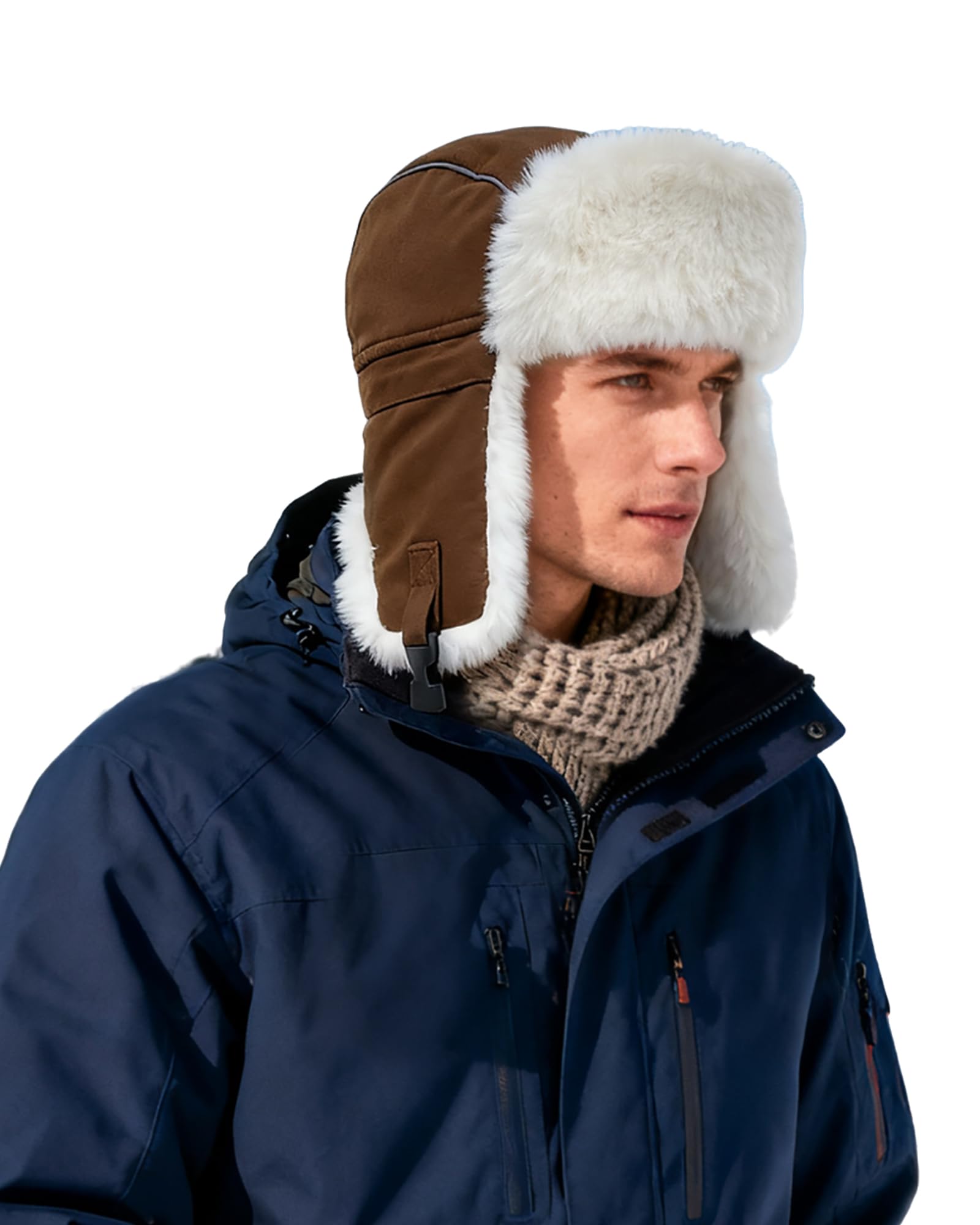 BCJMKDX winter hat, Men Winter Trapper Trooper Eskimo Hats Aviator Pilot Cap Earflaps Warm(CDUKPL2404Coffee)