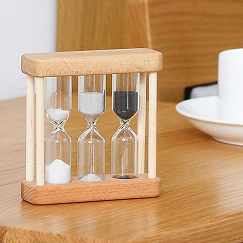 Miniatura 6 de 135 minutos de madera arena vidrio reloj reloj temporizador decoración del hogar regalo negro blanco
