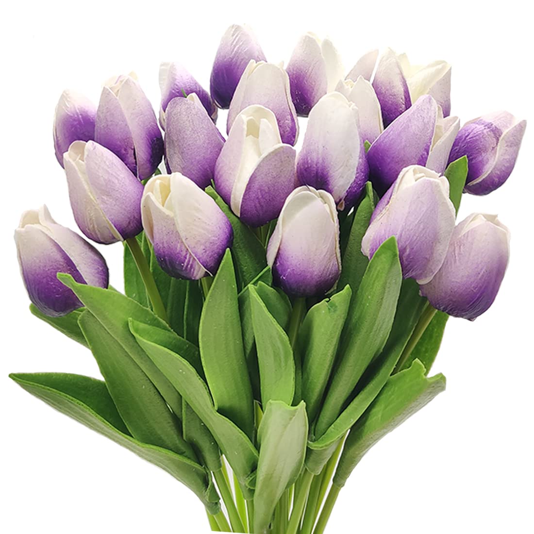 Aisamco 20 Pcs Artificial Tulips Real Touch Tulips Wedding Bouquets Flowers Fake Tulips PU Tulips Flowers for Home Room Centerpiece Party Wedding Decoration