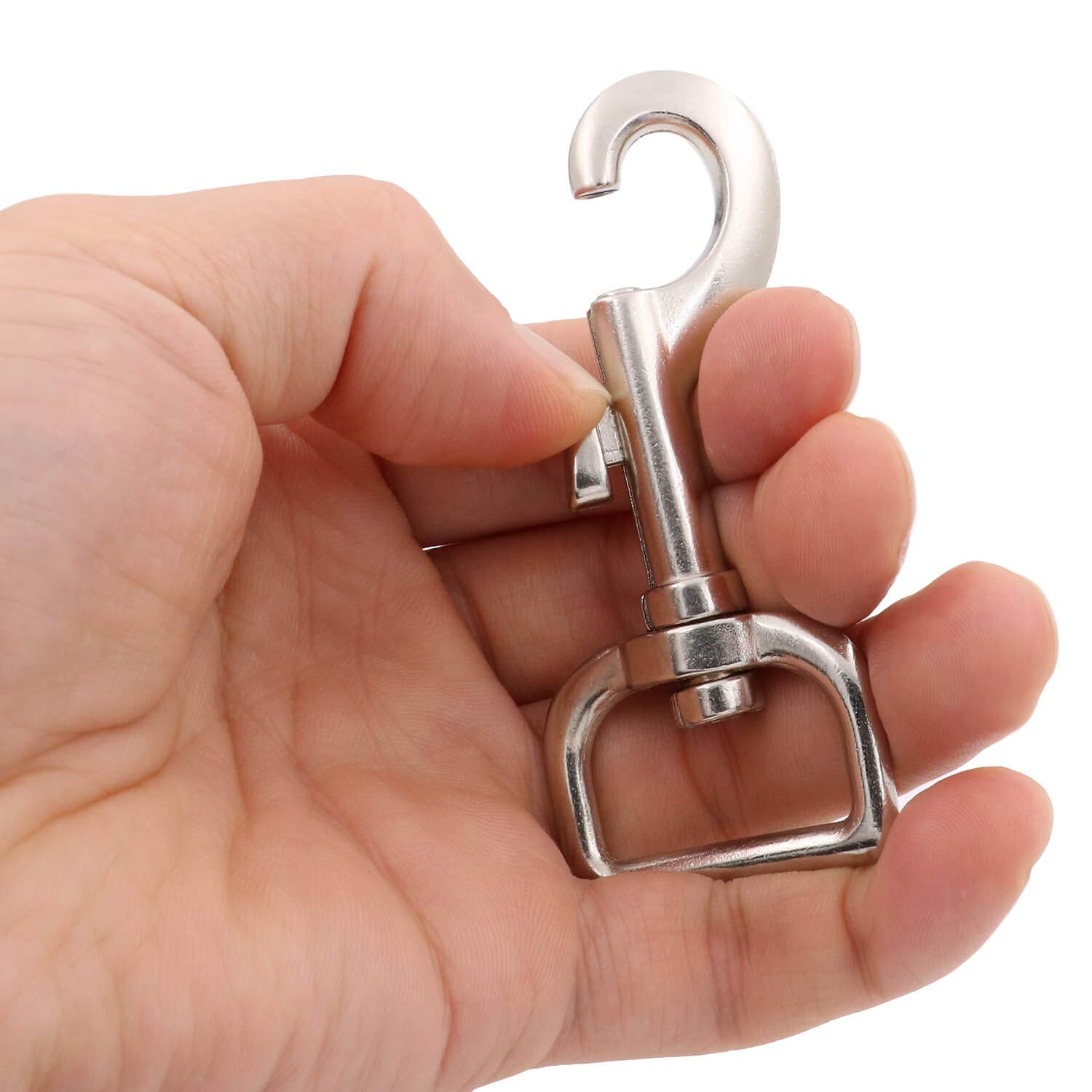 BIKICOCO Swivel Bolt Snap, Trigger Hook Clips Lobster Claw Clasp, 1'' D-Ring Ended, for Pet Leash, Key Chains, Silver - Pack of 8