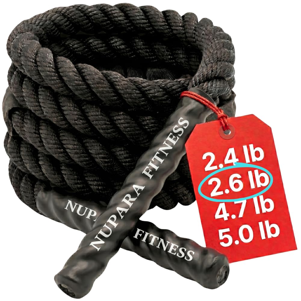 Corda per saltare ponderata per uomini e donne. Corda per saltare pesante per adulti, per fitness, esercizio, forza, cardio, e perdita di peso. Da 1,1 kg a 2,3 kg.