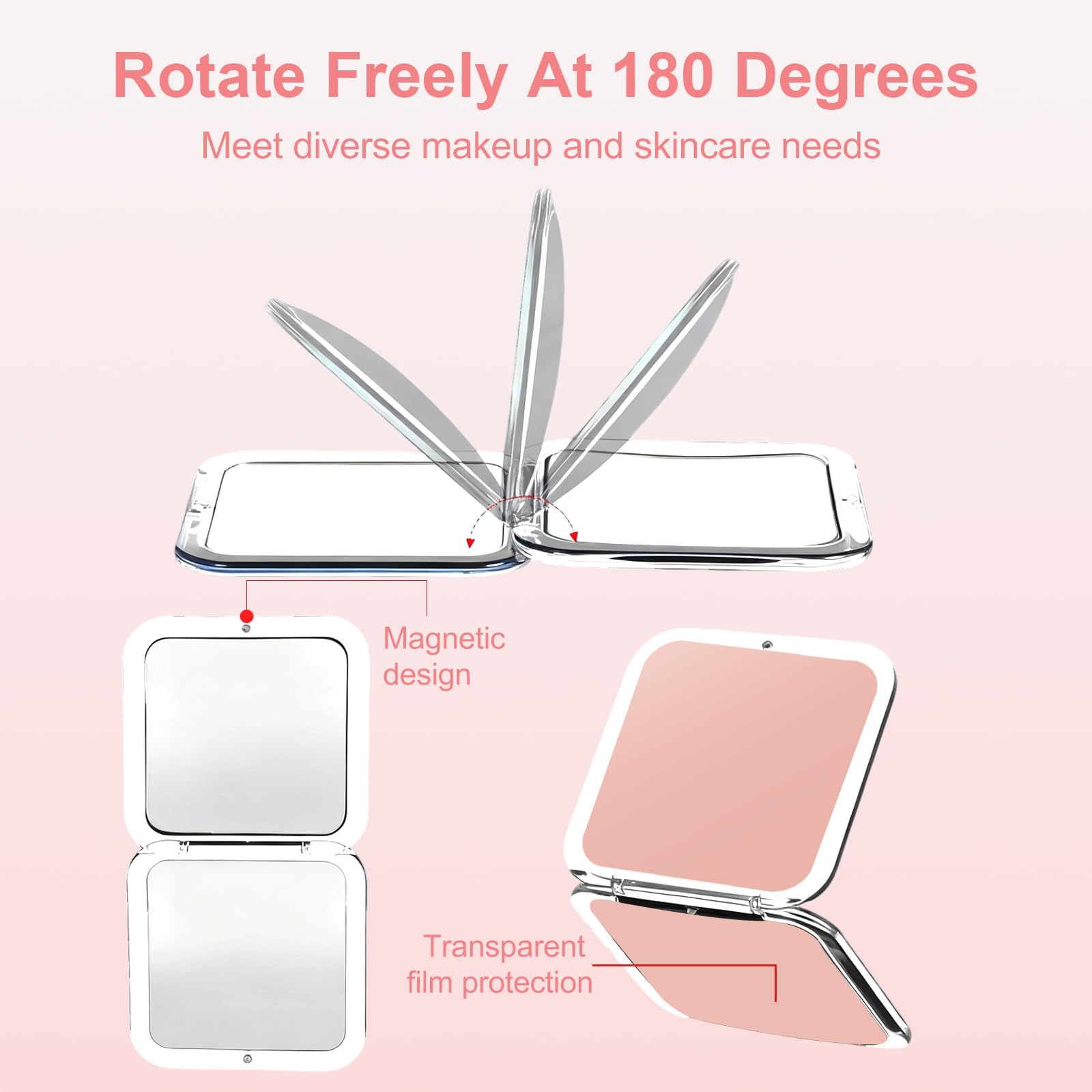 Specchio Ingranditore 30X,Doppio Lato Specchio Ingranditore Portatile da Borsetta 8.5x8.5cm Pieghevole Piccolo Specchio con Pinzette per Trucco Portafoglio, Viaggio e Uso Quotidiano