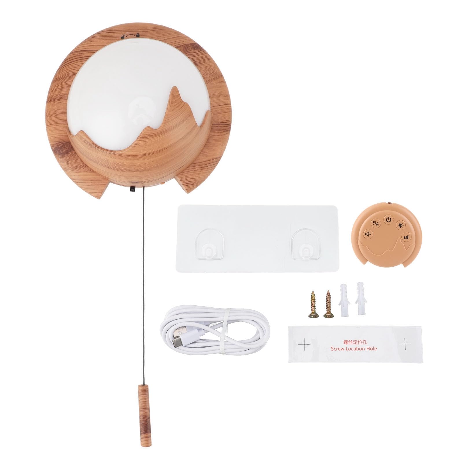 Generic Difusor de Aromaterapia LED para Colgar en la Pared, Dispositivo Moderno de Aceite Esencial USB para Relajación del Dormitorio, 150ml (Grano de Madera)