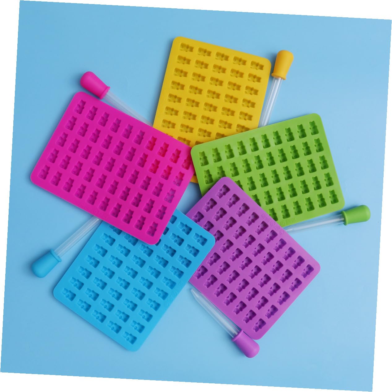 Didiseaon 5sets Stampo in Silicone Per Caramelle Forma Di Orso Con Contagocce Per Cioccolato e Caramelle Gommose Dimensioni Mini Per Feste e Dolcetti Fatti in Casa