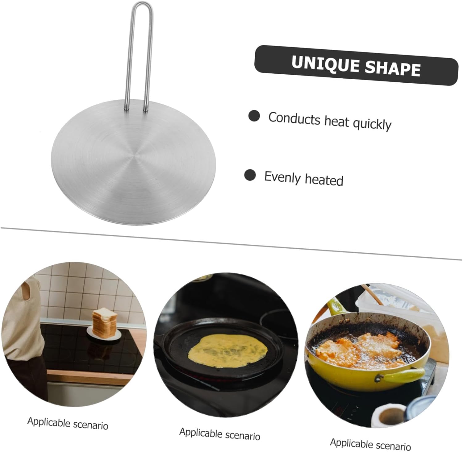 Garneck Induction Heat Diffuser Plate Adapter for Electric and Gas Stoves Stainless Steel Cooking Tool with Detachable Handle for Even Heat Transfer and Versatile Cookware Use