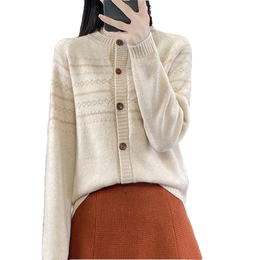 Disimlarl Damski sweter z mieszanki wełny kontrastowy sweter dzianinowy sweter okrągły dekolt ciepły dzianinowy kardigan, ŻÓŁTY, XXL