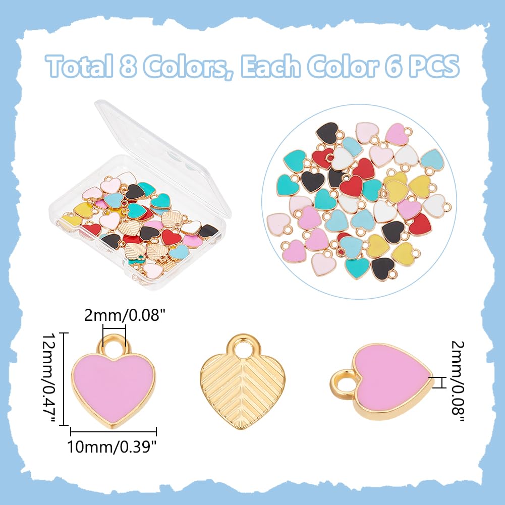 UNICRAFTALE about 48pcs Heart Charms 8 Colors Enamel Love Heart Charms Small Cute Valentine's Day Pendant for Valentine Gifts Keychains Earrings Bracelets Necklaces Jewelry Making - Image 2