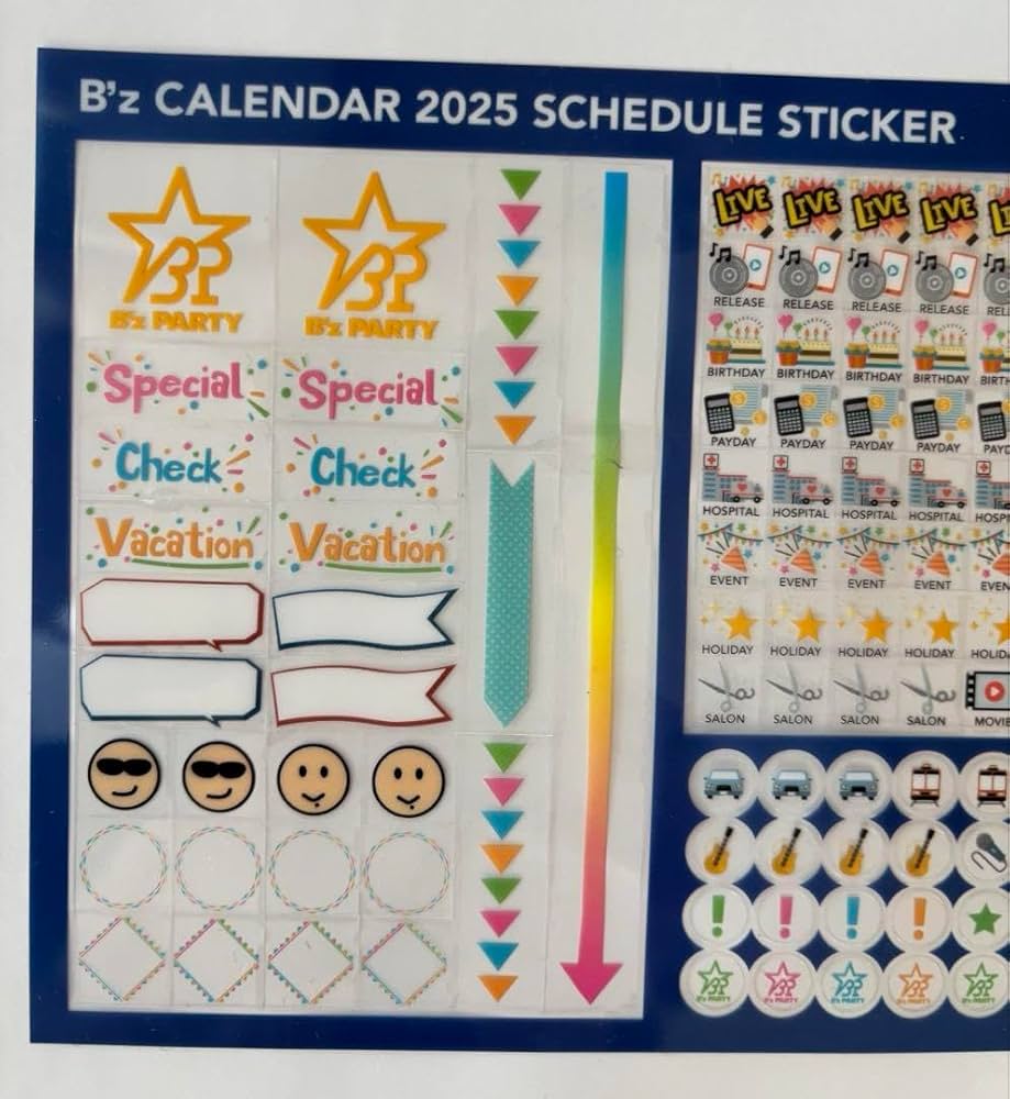 B'z　カレンダー＆ステッカー Amazon.co.jp: B'z カレンダー スケジュールステッカー 2025年