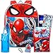 Fast Forward Marvel Spiderman Backpack with Lunch Box - Bundle with Spiderman Backpack for Boys 4-6, Spiderman Lunch Box, Water Pouch, Stickers (Spiderman Backpack for Kids)
