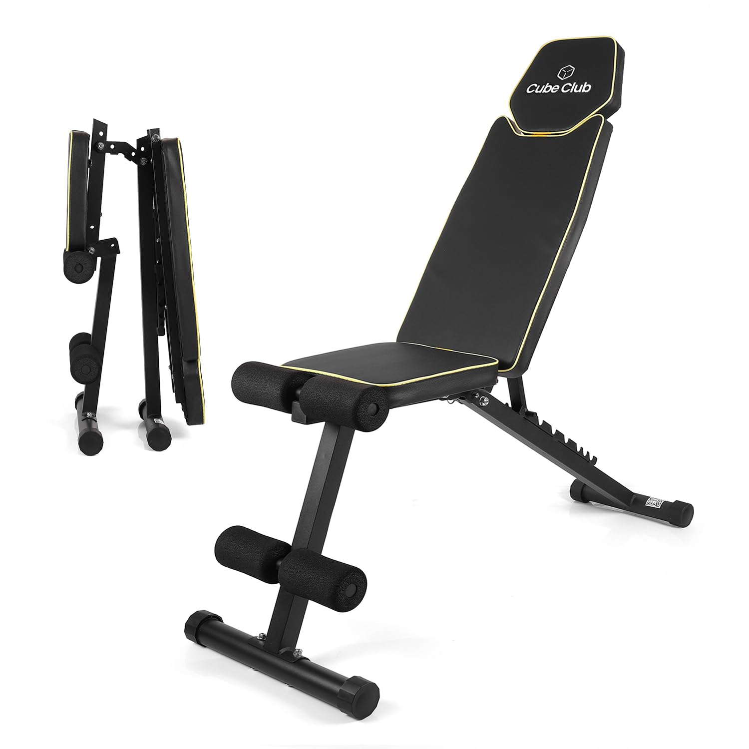 - The Cube Club Neo Heavy Duty Foldable Gym Bench Multipurpose Full Body Workout Weight Bench Press for Men & Women|Multilevel Incline and Decline Exercise Strength Training Fitness Bench, 130 KG