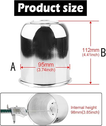 Miniatura 3 de 4 tapas centrales de rueda de remolque de 3.74 pulgadas, diámetro de 3.74 pulgadas, 4.41 pulgadas de alto para llanta de rueda, cubierta de rueda
