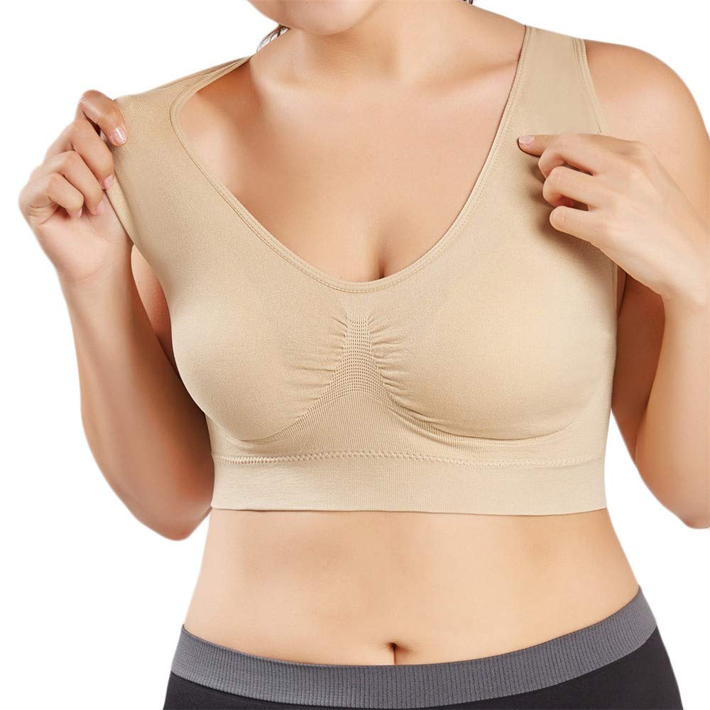 Aniywn Women Plus Size Bra Cup Tops Ladies Casual Solid Color Soft Workout Sports Full Bras Top