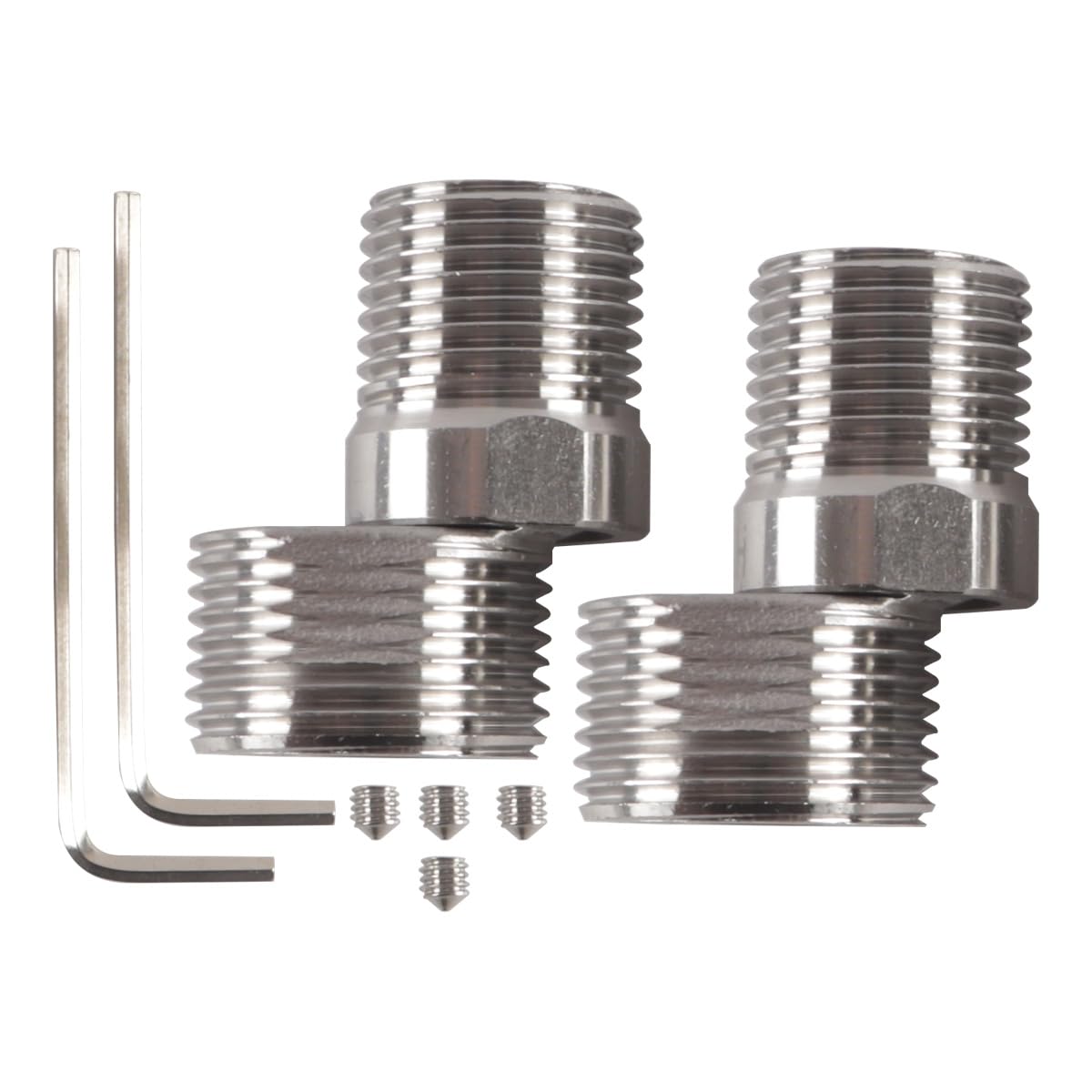 Hoite 2Pcs Tap Adapter, Extendable Shower Tap Adaptor, Stainless Steel, 360° Rotatable S-Connector with Angled, Valves and Connections