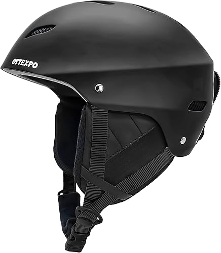OTTEXPO Casco de esquí para adultos carcasa rígida de ABS a prueba de golpes con espuma EPS casco de snowboard para hombres mujeres y jóvenes