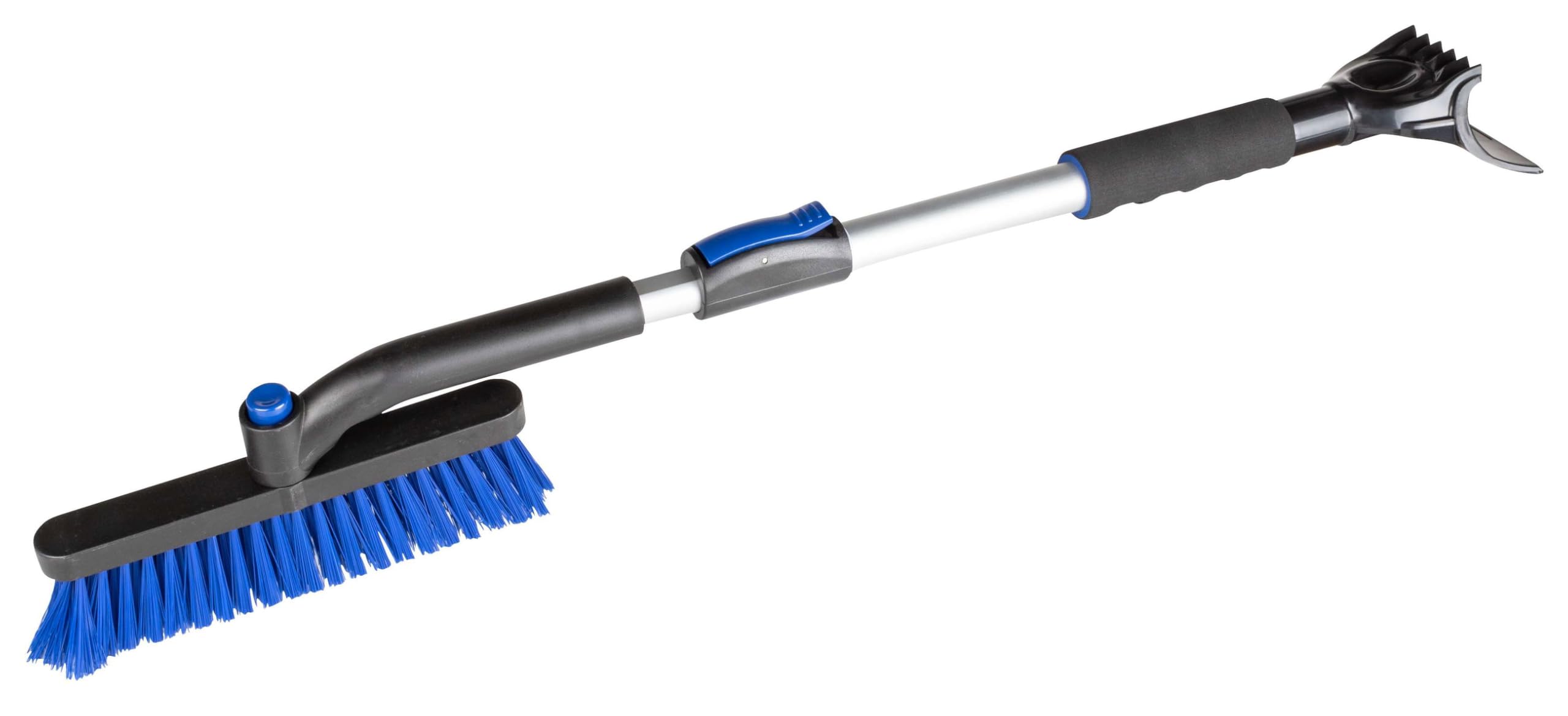 WALSER Rascador de hielo telescópico, rascador de hielo giratorio, raspador de coche extensible 77, 5-100 cm negro/azul