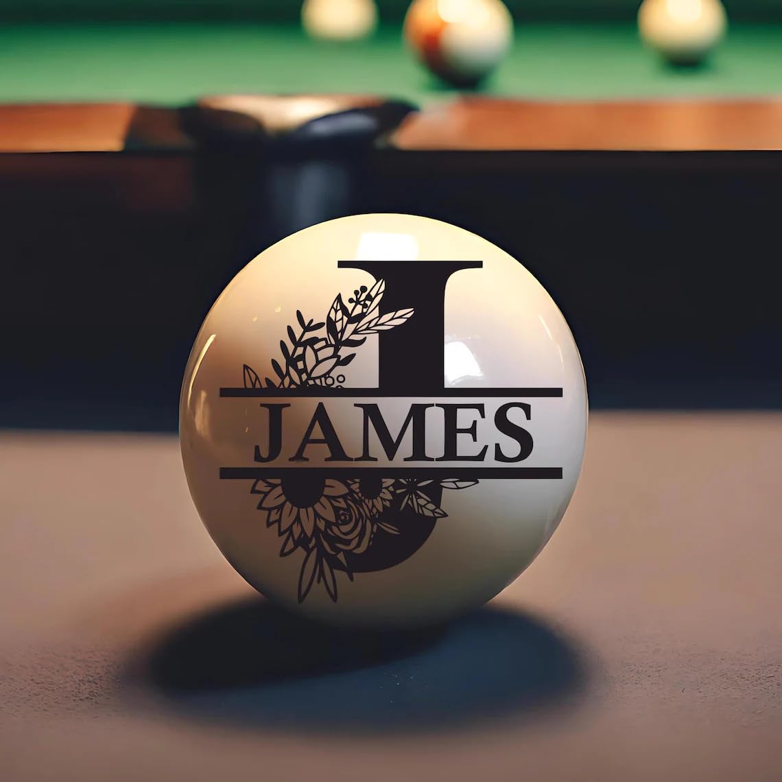 TPFOON Engraved Cue Ball - Personalized 8 Ball Pool - Custom Billiard Cue Ball - Custom Name Monogram Engraving - Dad Gift - Gift for Him - Groomsmen Gift