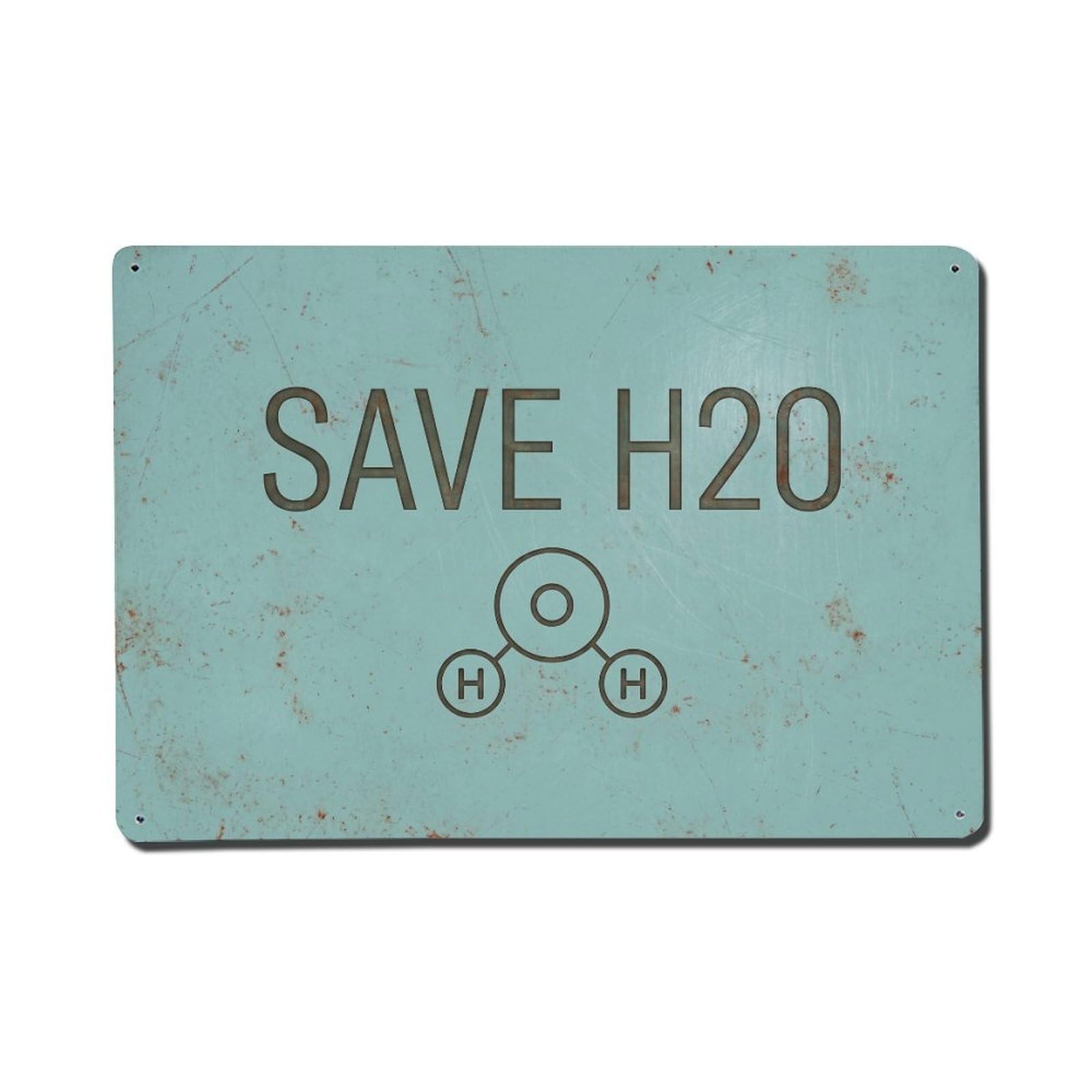 Olhnbad Style Save H2o Water Conservation Quote Text Layout Metal Tin Sign