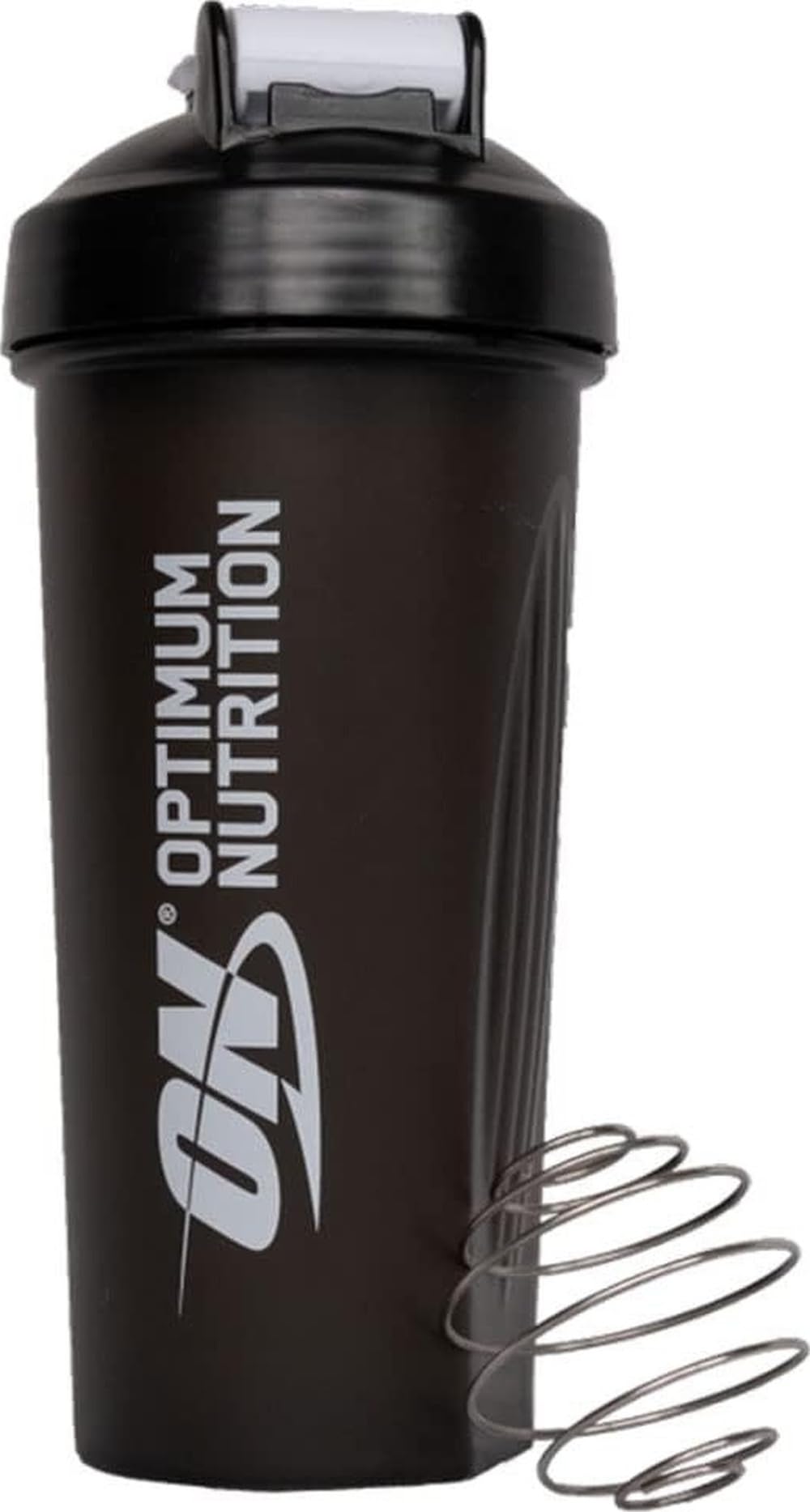 Optimum Nutrition On Shaker With Stainless Steel Mixing Ball, Bpa- And Dehp-Free, Dishwasher Safe, Black, 600 Ml