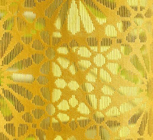 Image of Fabrilia Geometric Pattern Window Net Curtains 5 feet Long Set of 2 for Living Room /Bedroom, Yellow