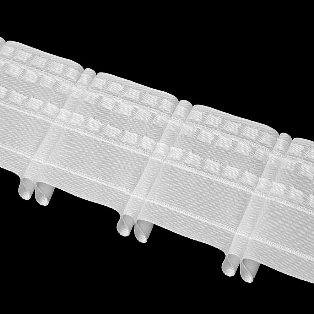Oz-Is Dar Tekstil Gardinenband 50 Meter Bleistiftfalte 100 mm 1:2.5 100% Polyester Weiß Faltenband zum Annähen für Vorhänge und Gardinen 4361P