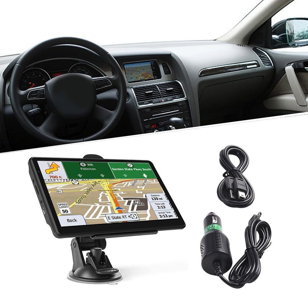 GPS 7" pour voiture et camion, 8 Go ROM 256 Mo, écran HD TFT avec transmetteur FM et lecteur MP4 AVI